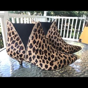 NWT Top Shop leopard calf hair kitten heel booties